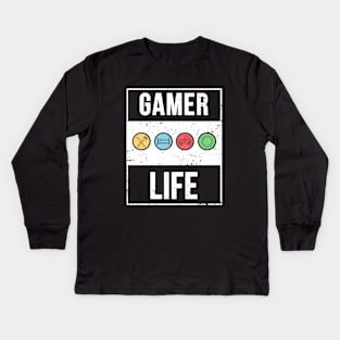 Gamer Life T-Shirt Design Kids Long Sleeve T-Shirt